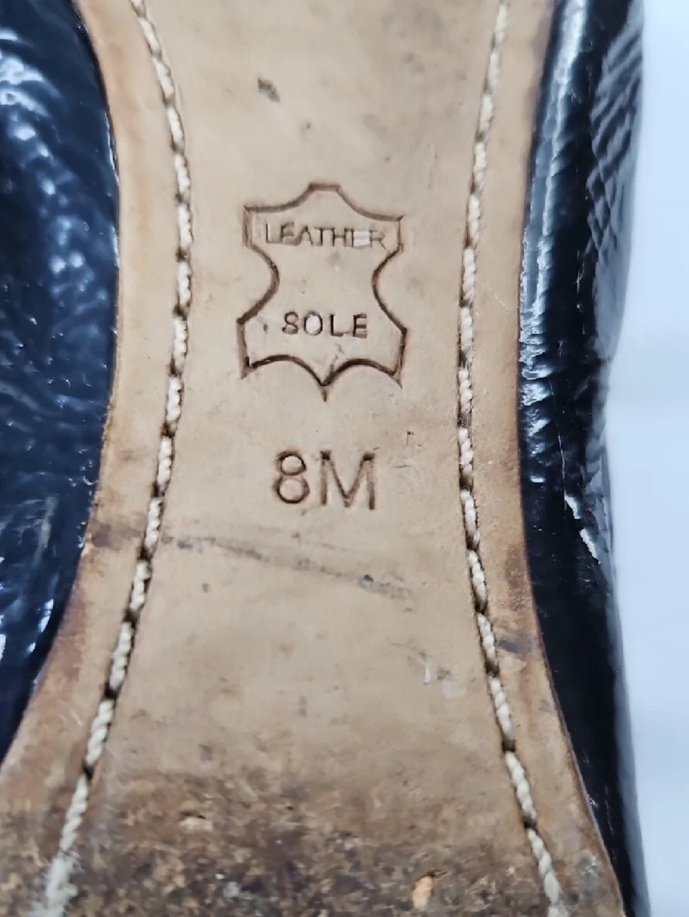 Tory Burch Carolina Navy Blue Patent Leather Logo Ballet Flats Sz 8